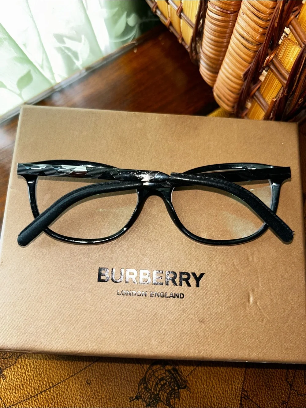 Burberry Black Acetate Wayfarer Glasses B 2148 Q 3001 3428 34▪️17 140 -Used-